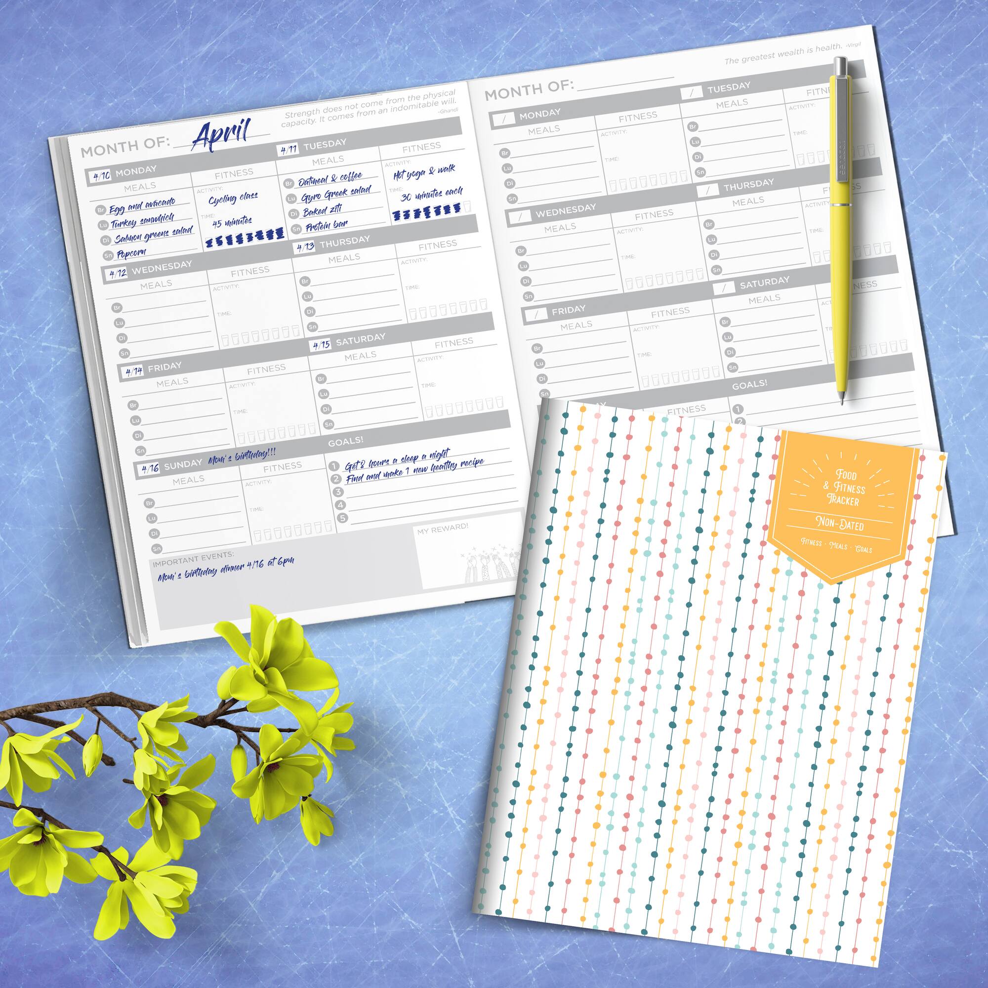 Golden Design Food & Fitness Weekly Healthy Living Planner